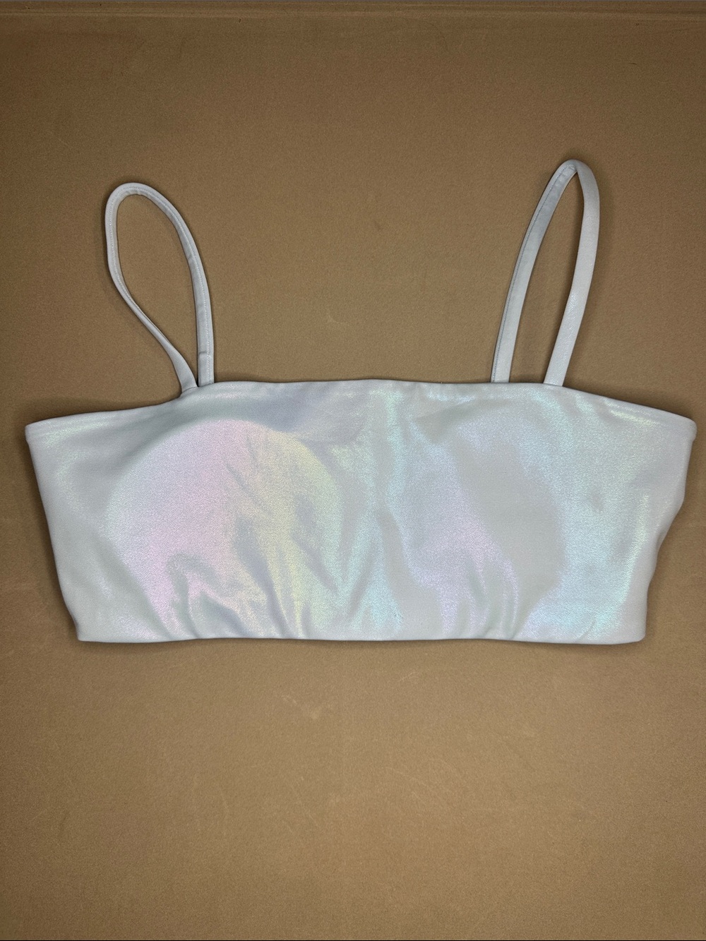 Carbon 38 Iridescent Baby blue Spaghetti Strap Bandeau Top- M
